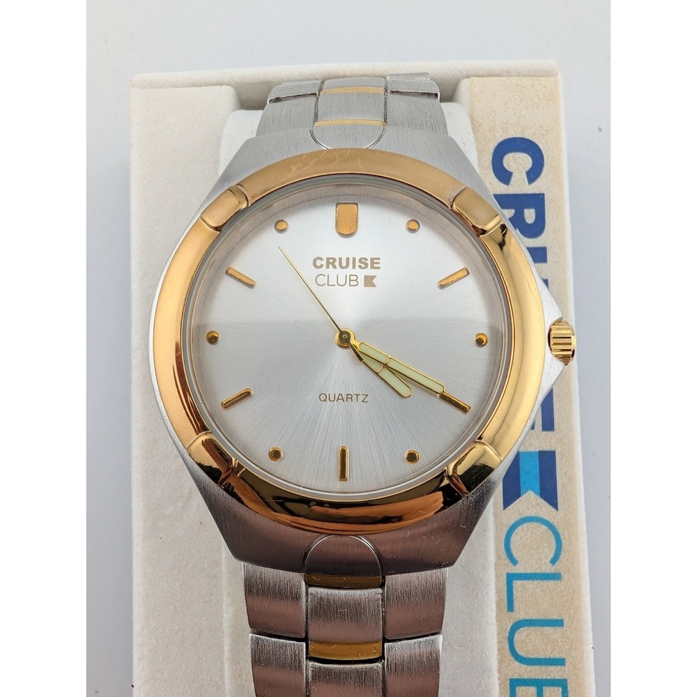 Cruise Club Watch Men 40mm Case Two Tone Band w/ Box- New Battery